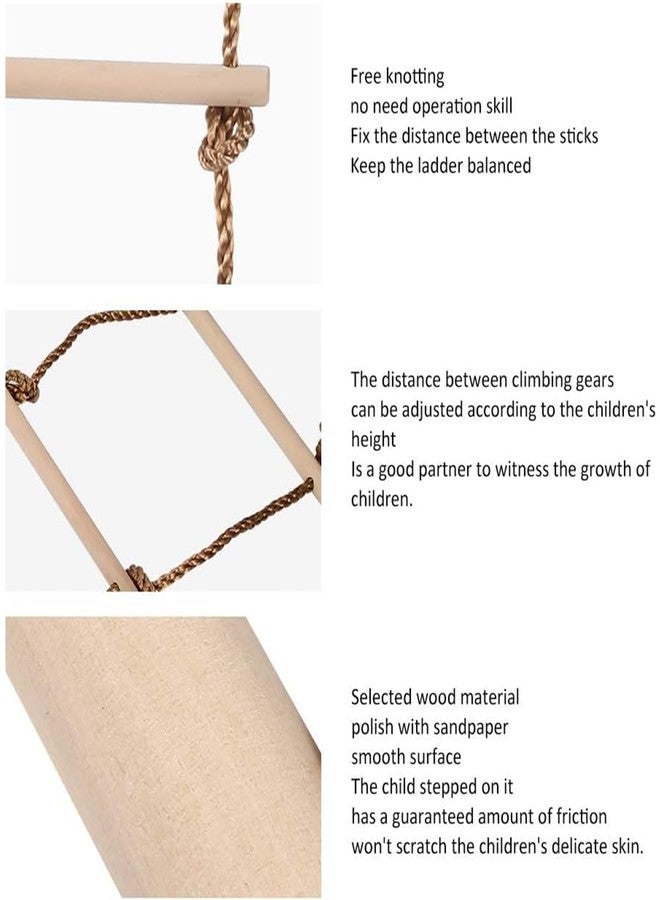 Toy Park Wooden Climber Rope 6.5 Ft Ladder Tree Swing Toy for Kids 6 Rungs-Outdoor/Indoor Swing Set Accessories - Playground Equipment - Suitable for Tree Climbing, Wall Painting- Brown - Image 4